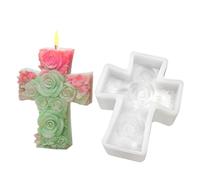 Formas Cruz Para Resina Epoxi - Molde de Jesús con Rosa 3D | Molde De Silicona Para Arcilla,Para Fabricación Velas Navideñas Artesanía DIY Arte Decoración Yeso Arcilla Y Jabón