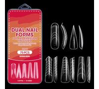 Formas de extensión de uñas de manicura con líneas guía, Set 06 | Moldes transparentes para uñas reutilizables, paquete de 75 unidades, flujo de trabajo de estudio, soporte para la