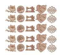 Formas de Madera para Scrapbooking, 50 Piezas, Adornos Decorativos para Manualidades, Tamaño Mezclado 2.5-4cm - Material Natural y Duradero, Superficie Lisa, Ideal para Proyect