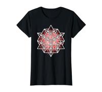 Formas Mania Merkabah Geometría Sagrada con Espirales Rojas Camiseta gráfica económica, Mujer, Negro, XL