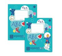 Formati Cuaderno de tareas A.2 Quart 20 hojas, 2 unidades, con plan semanal para estudiantes de primaria: interior, 100% papel reciclado