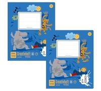 Formati Cuarto C.8 - Cuaderno de 20 hojas en blanco, 100% papel reciclado, 2 unidades, líneas combinadas para el aprendizaje creativo