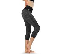 Formbelt® - Pantalón Pirata, Capri de Running con Bosillo, Leggings Deportivo para Mujeres con Riñonera integrada para Teléfonos Móviles Llaves Gimnasio Jogging Correr Escalada Yoga | Negro-Gris XS