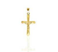 forme di Lucchetta - Colgante de cruz con crucifijo de oro de 14 quilates - Colgante artesanal para collar de mujer y niña - Made in Italy