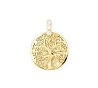 forme di Lucchetta - Colgante del árbol de la vida con zafiros | Oro amarillo de 14 quilates diamantado | Charm para pulsera y cadena (hasta 4 mm)