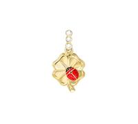 forme di Lucchetta -Trébol con mariquita de la suerte Tres zafiros blancos naturales y oro amarillo de 14 quilates-Charms y colgantes para pulseras y collares(hasta 4mm)-Mujer niña,Oro amarillo
