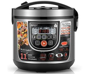 ForMe Robot de Cocina Multifunción 5L 860W Olla Programable Arrocera I 11 Menús Preconfigurados Función Mantener Caliente Hasta 24h I Temporizador de Retardo I Olla Baja Temperatura Inox Multicooker