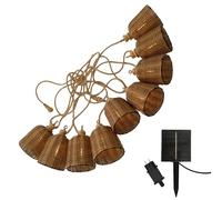 Formentera Big HYBRID - Guirnalda luminosa exterior conectable, 10 pantallas de poliratán (8 m), color blanco cálido y solar