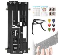 FormiPow Entrenador de acordes de guitarra, herramienta de aprendizaje de guitarra para principiantes con 11 acordes, cejilla y púas, prensatelas fácil de usar para guitarras acústicas (38-41