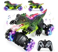 FORMIZON Dinosaurio Coche Teledirigido, Juguetes Monster Truck para Niños | 2.4GHz Coche RC Auto Dinosaurios con Aerosol + Luz LED + Música, Regalos para Niños 3-10 Años