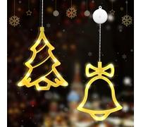 FORMIZON Estrellas LED Navidad, 10 LED Cortina Luces, Decoración de Ventana, Estrella Luces para Interior Exterior Fiesta (Árbol de Navidad y Campana)