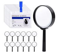 FORMIZON Lupas de Juguete Detectiva para Niños, 12 Lupas de Juguete y 12 Tarjetas de Identificación con Clip, Kit de Espía Detective de Niños para Exploren Juguetes Educativosy Artículos de Fiesta
