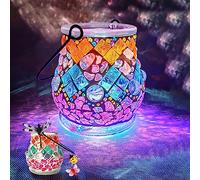 FORMIZON Luz de Noche para Niños DIY, Kits de Manualidades de Farolillos de Hadas, Kit de Luz Nocturna de Mosaico, Kit Creativo de Bricolaje para Regalo Decoración Jardín Interiores Navideña (Azul)