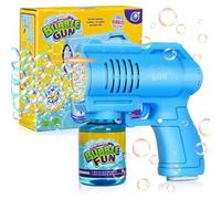 FORMIZON Pistolas de Burbujas, Pistola Pompas de Jabon, Máquina Automática de Burbujas Silenciosa, Maquina Pompas Jabon para Niños con 60ml Concentrado de Burbujas para Cumpleaños/Regalos (Azul)