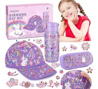 FORMIZON Regalo Niñas 4-10 Años, DIY Botella de Agua, Gorra de Béisbol y Bolsa para Lápices, Kit de Manualidades con Pegatinas Unicornios, Regalos de Cumpleaños y Navidad para Niñas (Morado)