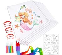 FORMIZON Set Cometas, Cometa Niños, Kit para Hacer Cometas DIY, Cometa de una Cuerda 50 * 60 cm, Diseña tú Mismo tu Cometa Blanca, Juegos al Aire Libre Playa Parque para Niños y Niñas (6 Piezas)
