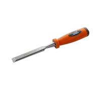 Formón 18mm con mango plástico, ideal para trabajos de carpintería y tallado en madera.