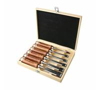 Formón - juego de 6 piezas, fabricados en acero al carbono, mangos de madera, ideales para trabajos de carpintería y ebanistería.