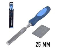 Formón - mango engomado, 25mm, fabricado en acero CR-V, ideal para trabajos de precisión y durabilidad en trabajos de carpintería.