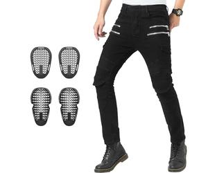 ForMTRider Pantalones de Moto con Protecciones CE Nivel 2 - Jeans de Moto elásticos con Protectores Extraíbles en Rodillas y Caderas, Pantalón Biker Denim para Touring y Uso Diario