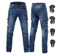 ForMTRider Pantalones Moto Hombre de Protección con Armadura CE y Ventilación Ajustable para Comodidad de Manejo Todo el Año,Azul,S=32W/30L