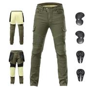ForMTRider Pantalones Moto Protección CE y Forro de Aramid para un Ajuste Slim y Mayor Seguridad,Verde Militar,XL=38W/31L