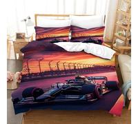 Fórmula 1 Edredón De La Cabeza-Microfibra Estanpada Reversible Muy Suave Transpirable Formula Racing Juego De Cama De Algodón De Fibra Larga Funda De Edredón Double（200x200cm）