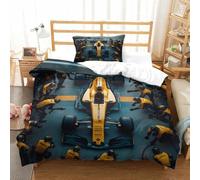 Fórmula 1 Juego De Funda Nórdica Individual/matrimonial Microfibra Suave Bedding Set, Formula Racing Funda Nórdica con Fundas De Almohada Ropa De Cama De Ayuda para Dormir Single（135x200cm）