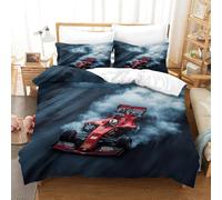Fórmula 1 Microfibra Juego De Ropa De Cama para Niños Y Niñas Poliéster Formula Racing Funda Nórdica Sábana Encimera Funda De Almohada Quilt Cover Set con Cremallera King（220x240cm）
