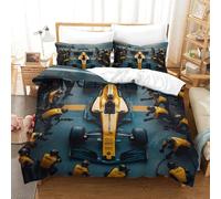 Fórmula 1 Ropa De Cama, Juego De Ropa De Cama para Niños, Funda Nórdica Y Fundas De Almohada, Diseño Invisible Cremallera, Transpirable Bedding Set King（220x240cm）
