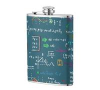 Fórmula matemática impresa,Frasco de acero inoxidable 304 de 8 oz con funda de cuero sintético, frasco de bolsillo para licor plano para exteriores