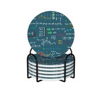 Fórmula matemática Impresa,Posavasos Redondos de cerámica, Almohadilla para Tazas, Juego de 6 Posavasos para Bebidas