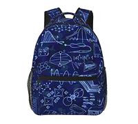 Fórmula matemática y elementos de boceto de física Ciencia Mochila azul Mochila de poliéster duradero Mochila multiusos antirrobo Mochila de viaje de gran capacidad Mochila de senderismo y camping c