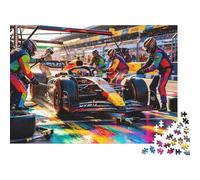 Formula Racing Puzzle 1000 Piezas Reciclado Pit Stop Puzzles for Chico & Chica Padre-Hijo Juego Accesorios Developing Chico & Chica‘s Intelligence Educativo 52x38cm/1000pcs