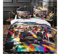Formulaa Racing Bedding Set Double（200x200cm）, Pit Stop Juego Sábanas De Cama, Microfibra Suave Edredón De Y Fundas De Almohada, Ropa De Cama para Niños Y Niñas