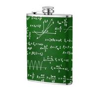 Fórmulas de ecuaciones matemáticas,Frasco de acero inoxidable 304 de 8 oz con funda de cuero sintético, frasco de bolsillo para licor plano para exteriores