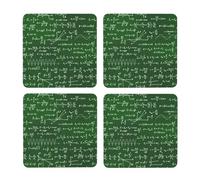 Fórmulas de Ecuaciones matemáticas,Posavasos Cuadrados de Corcho MDF, Almohadilla para Tazas, Juego de 4 Posavasos para Bebidas