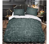 Fórmulas matemáticas Funda de Edredón Estampado 3D 3 Piezas Cierre de Cremallera Oculta con Fundas de Almohada Transpirable Diseño Educativo académico Funda Edredon for jóvenes Single（135x200cm）