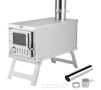 FORNELLO DE CAMPING EN ACERO 304 INOXIDABLE, ULTRALIGERO PORTÁTIL CON AMORTIZADOR GIRATORIO, PIAZZA DE COCCION PLANA, 3 KG