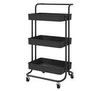 FORNOR Camarera Negra con Ruedas, Plastic, 42 x 38 x 84