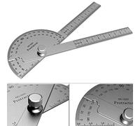 ForoGore Transportador de acero inoxidable, regla de dos brazos de 180 grados, transportador de ángulo ajustable, regla de carpintería, herramienta de medición de ángulo para artesano (10 cm)