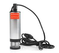 FOROREH Bomba gasoil DC 12V 35L/min,bomba de agua y aceite 12v bompa sumergible de acero inoxidable, Bomba de transferencia de aceite y diesel con Encendedor de Cigarrillos, Bomba de combustible coche
