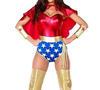 Forplay Conjunto de disfraz de súper seductora para mujer, Rojo -, S/M