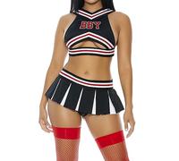 Forplay Disfraz de animadora sexy para mujer de buena suerte, Negro, L/XL