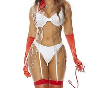 Forplay Disfraz de enfermera sexy para mujer, Blanco, M/L