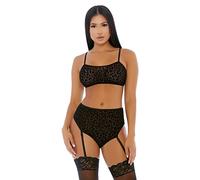 Forplay Lustful Leopard Cami Conjunto de lencería - Negro 100 g