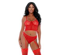 Forplay Ring Me Up Conjunto bustier - Rojo 120 g