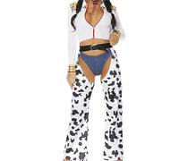 Forplay Women's Cowgirl Movie Character Costume 3-Piece Halloween Outfit with Top, Panty and Chaps, Multicolor, XS/S