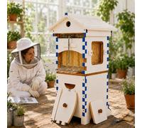 forplubossmmp Colmena De Flujo Automático para Principiantes, Kit Resistente De Fácil Montaje con Marco Completo Y Ventana De Inspección, Ideal para Jardín, Polinizadores Y Apicultura Inicial