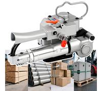 forplubossmmp Flejadora Neumática Portátil, Máquina Enfajadora Sin Precinto, Tensión 3500 N para Paquetes Madera, Ladrillos Metal, Tecnología Termofusible 1/2" A 3/4" PP Pet, Peso Ligero A25